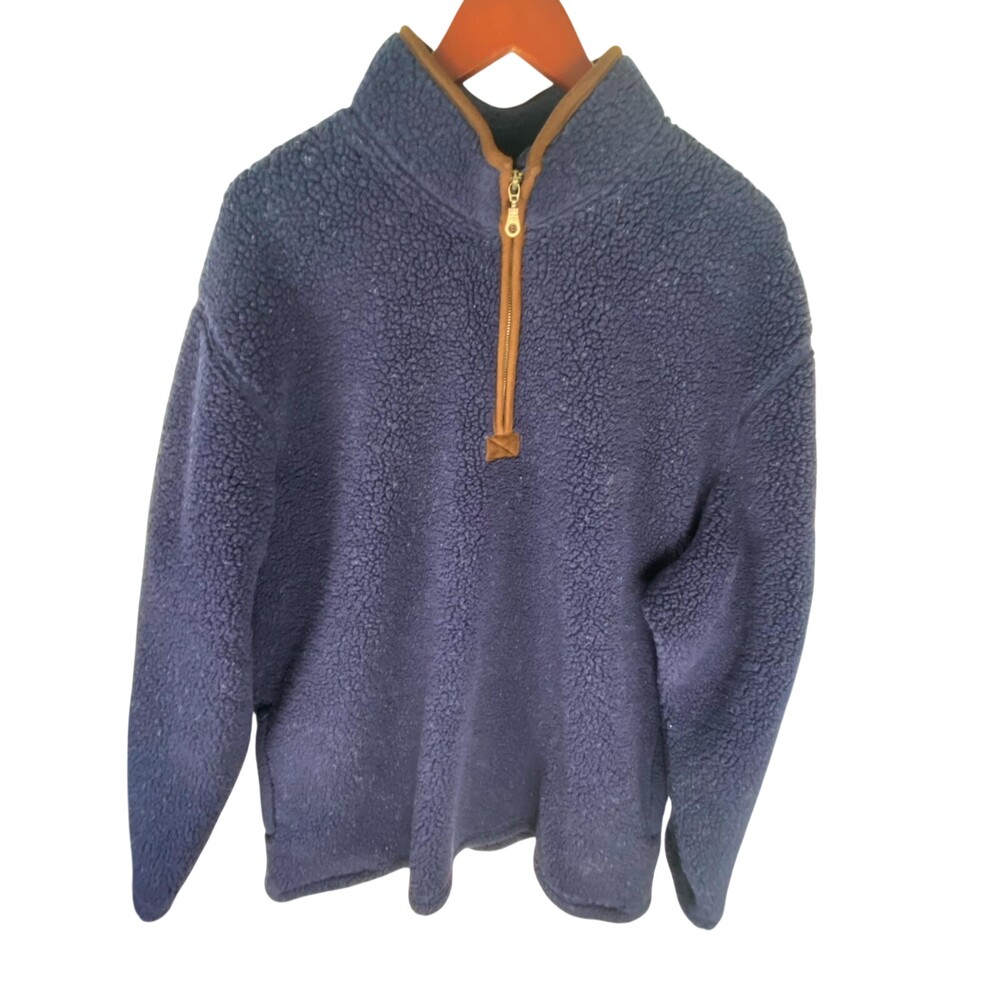 Vtg Cherokee Jacket Men 2XL Navy Blue Sherpa Fleece Long Sleeve 1/4 Zip Pullover